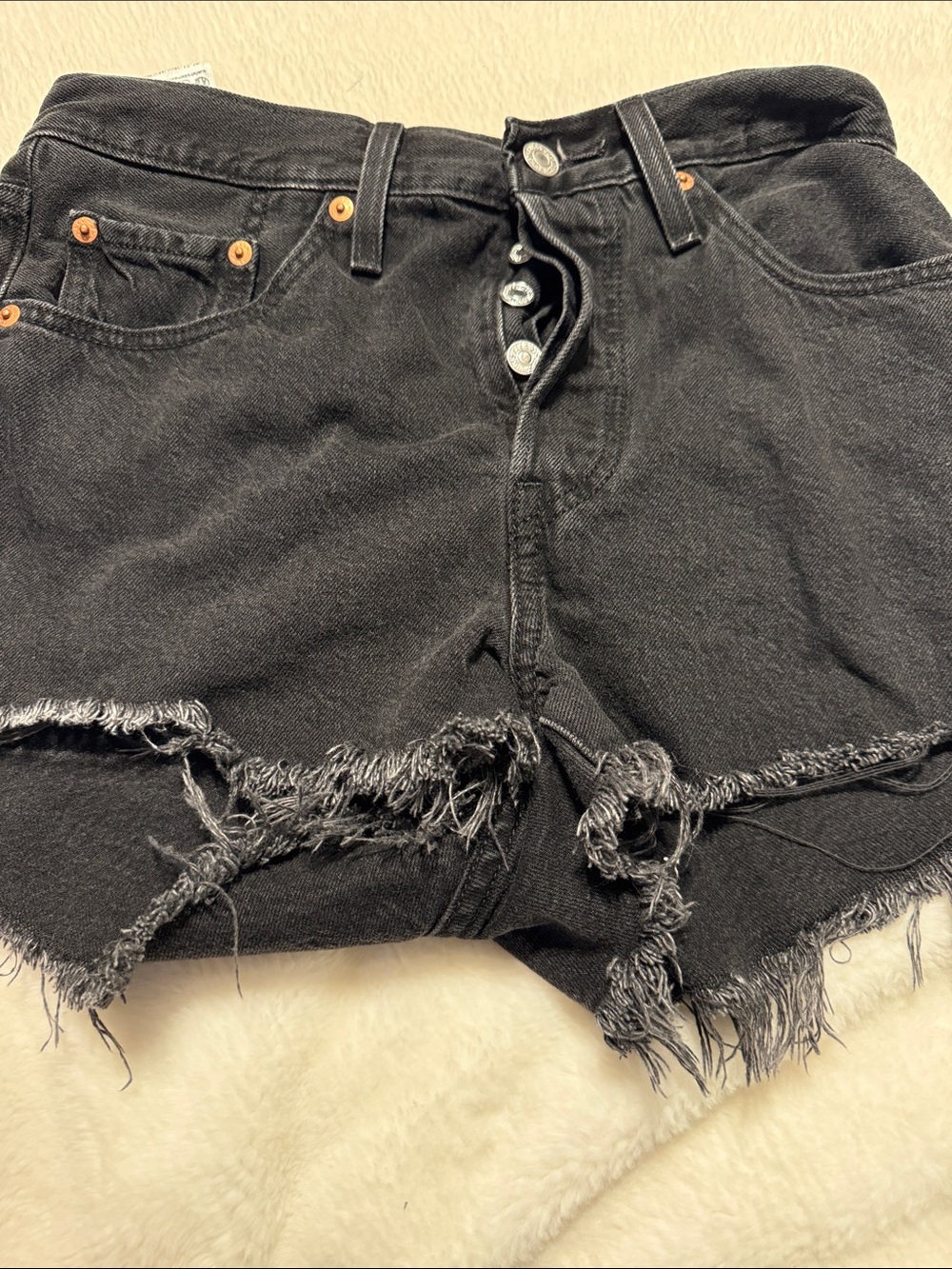 Levis black Distressed High-Rise Jean Shorts